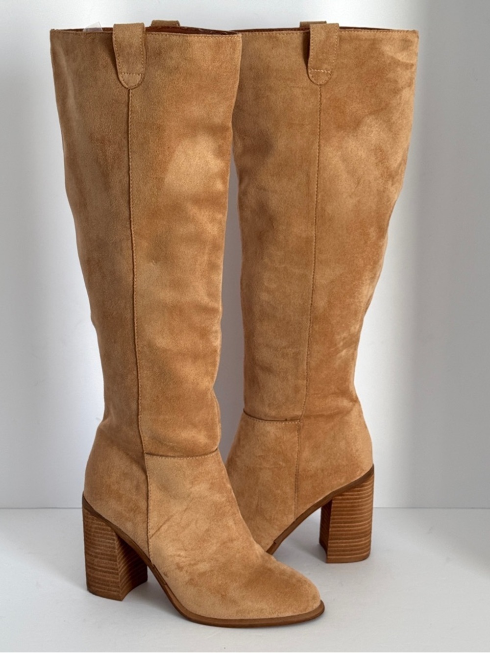 Altar'd State Tan Knee-High Block Heel Boots Size 8.5